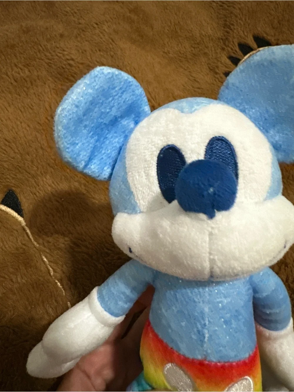 Disney Blue Mickey Plush with Rainbow Shorts
